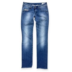 Diesel Clushy Jeans Women's 28x34 Blue Denim Cut Off Pants Stretch Straight Leg